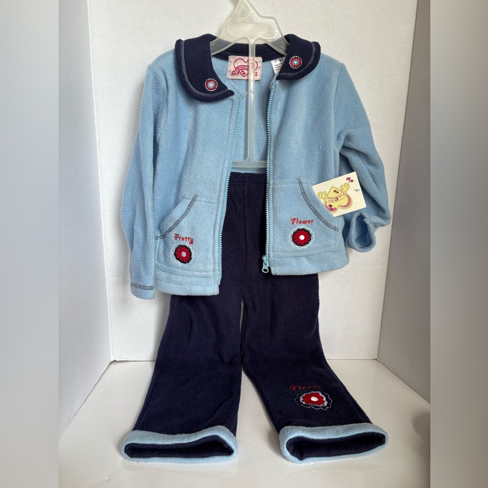 Precious Creations by Royal Wear 2-Piece Fleece Outfit 4T Blue & Navy Set NWT